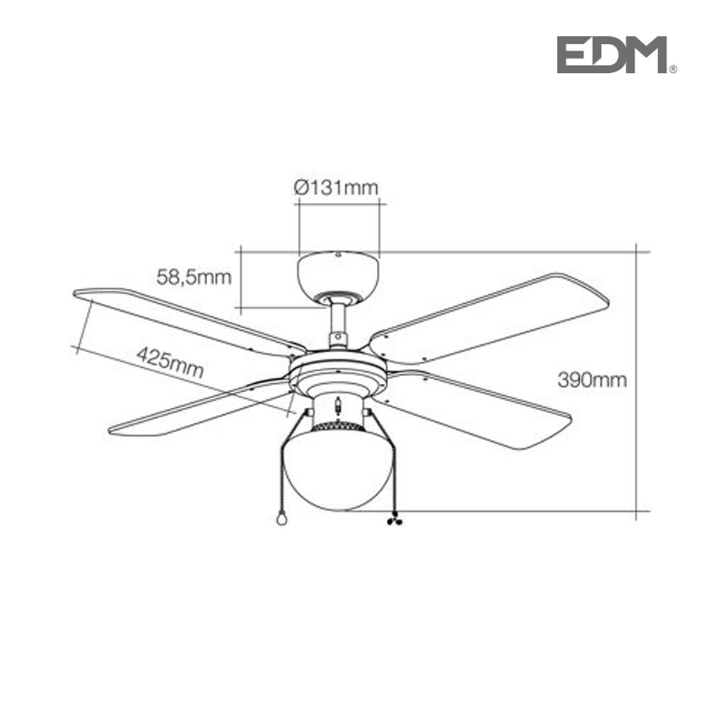 VENTILADOR DE TECHO MODELO CARIBE. COLOR CROMADO. POTENCIA: 50W ASPAS: Ø102 cm EDM - Imagen 3