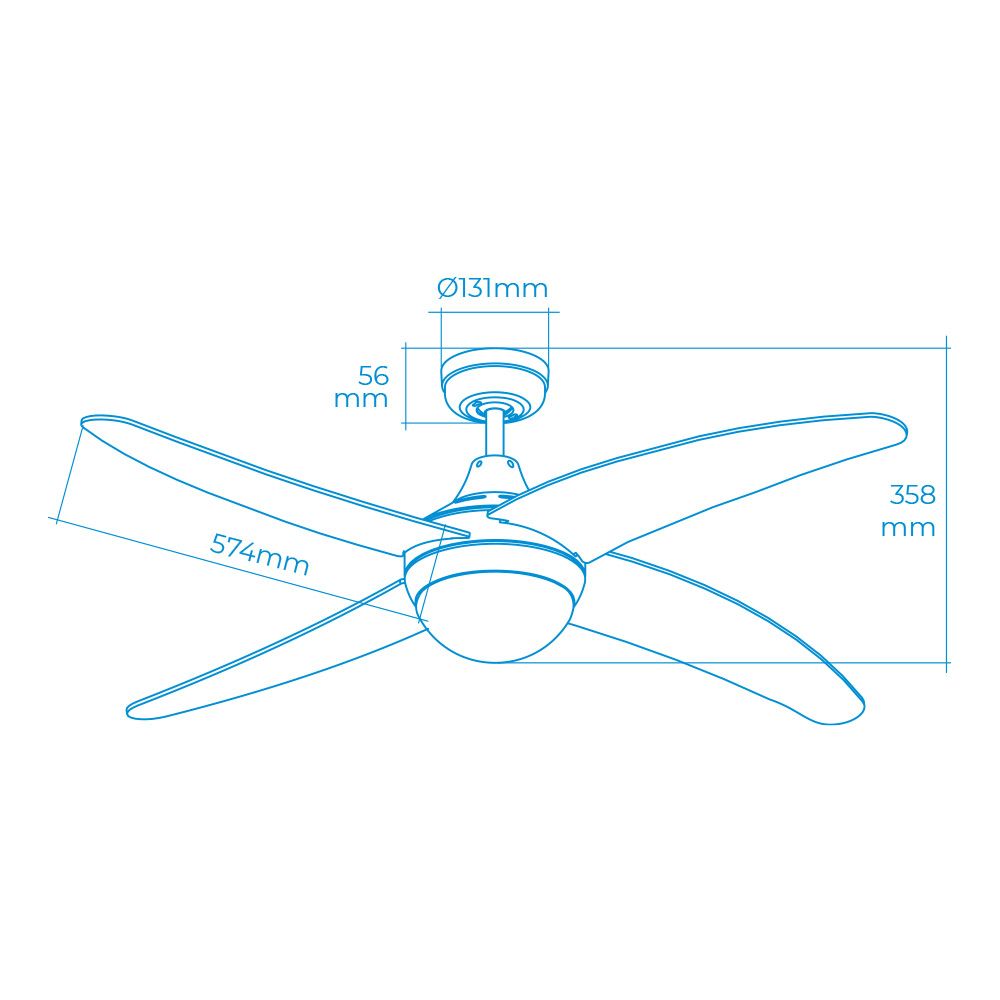 VENTILADOR DE TECHO MODELO CASPIO. COLOR BLANCO. POTENCIA: 60W ASPAS: Ø132cm CON MANDO A DISTANCIA EDM - Imagen 2