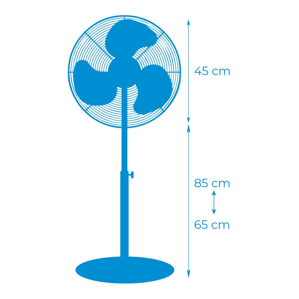 VENTILADOR DE PIE BASE CIRCULAR, NEGRO, POTENCIA 45 W, 55,6 dB, ASPAS Ø40 cm, ALTURA REGULABLE 110-130 cm - Imagen 4