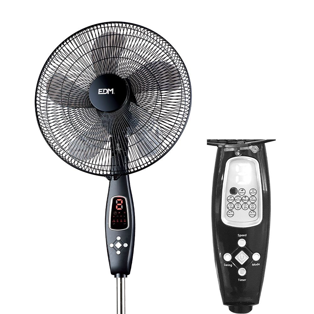 VENTILADOR DE PIE MANDO A DISTANCIA, NEGRO, POTENCIA 60 W, 62,9 dB, ASPAS Ø40 cm, ALTURA REGULABLE 110-130 cm - Imagen 2