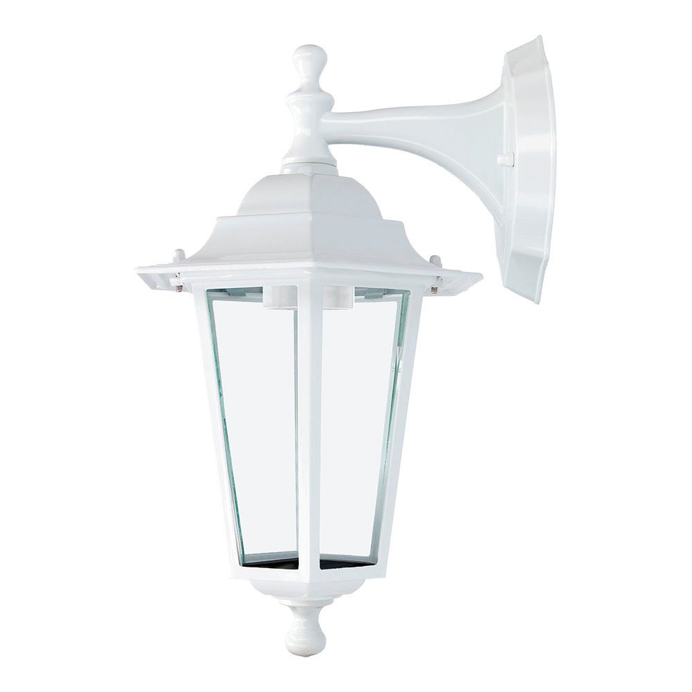 APLIQUE EXTERIOR ZURICH DE ALUMINIO Y CRISTAL E27 60 W SIN BOMBILLA, COLOR BLANCO, LUZ HACIA ABAJO