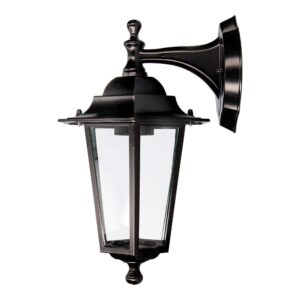 APLIQUE EXTERIOR ZURICH DE ALUMINIO Y CRISTAL E27 60 W SIN BOMBILLA, COLOR NEGRO, LUZ HACIA ABAJO