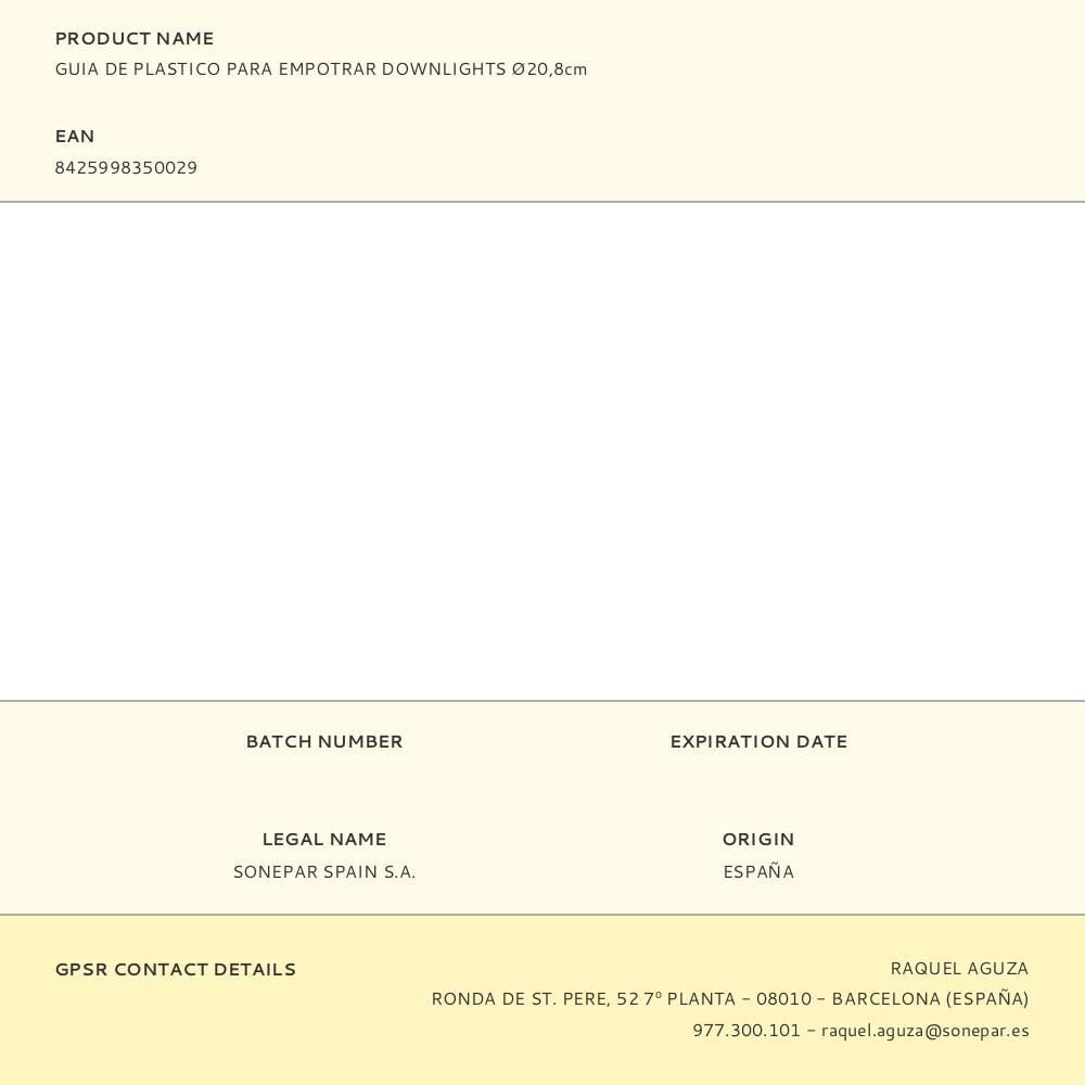 GUIA DE PLASTICO PARA EMPOTRAR DOWNLIGHTS Ø20,8cm - Imagen 2