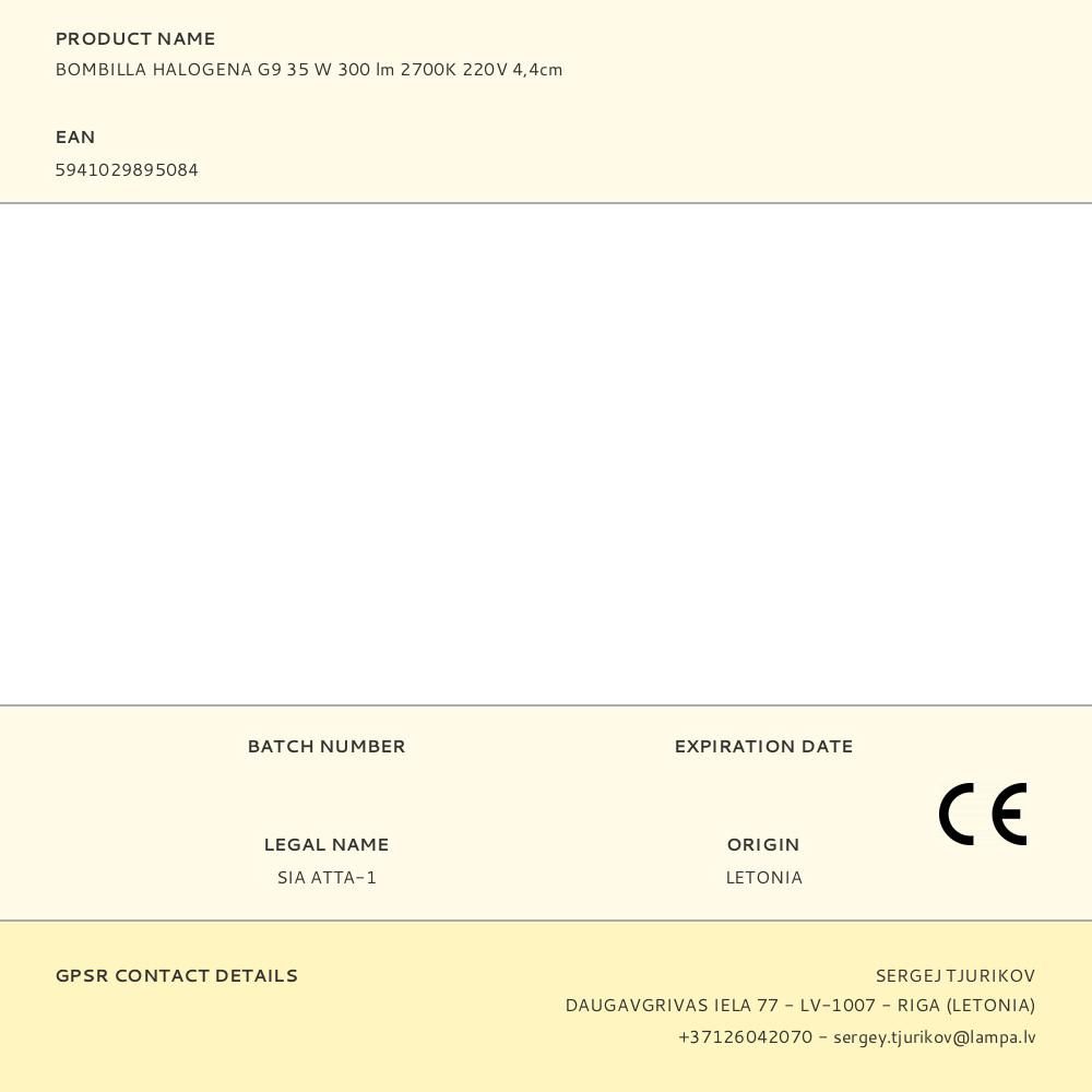 BOMBILLA HALOGENA G9 35 W 300 lm 2700K 220V 4,4cm - Imagen 2