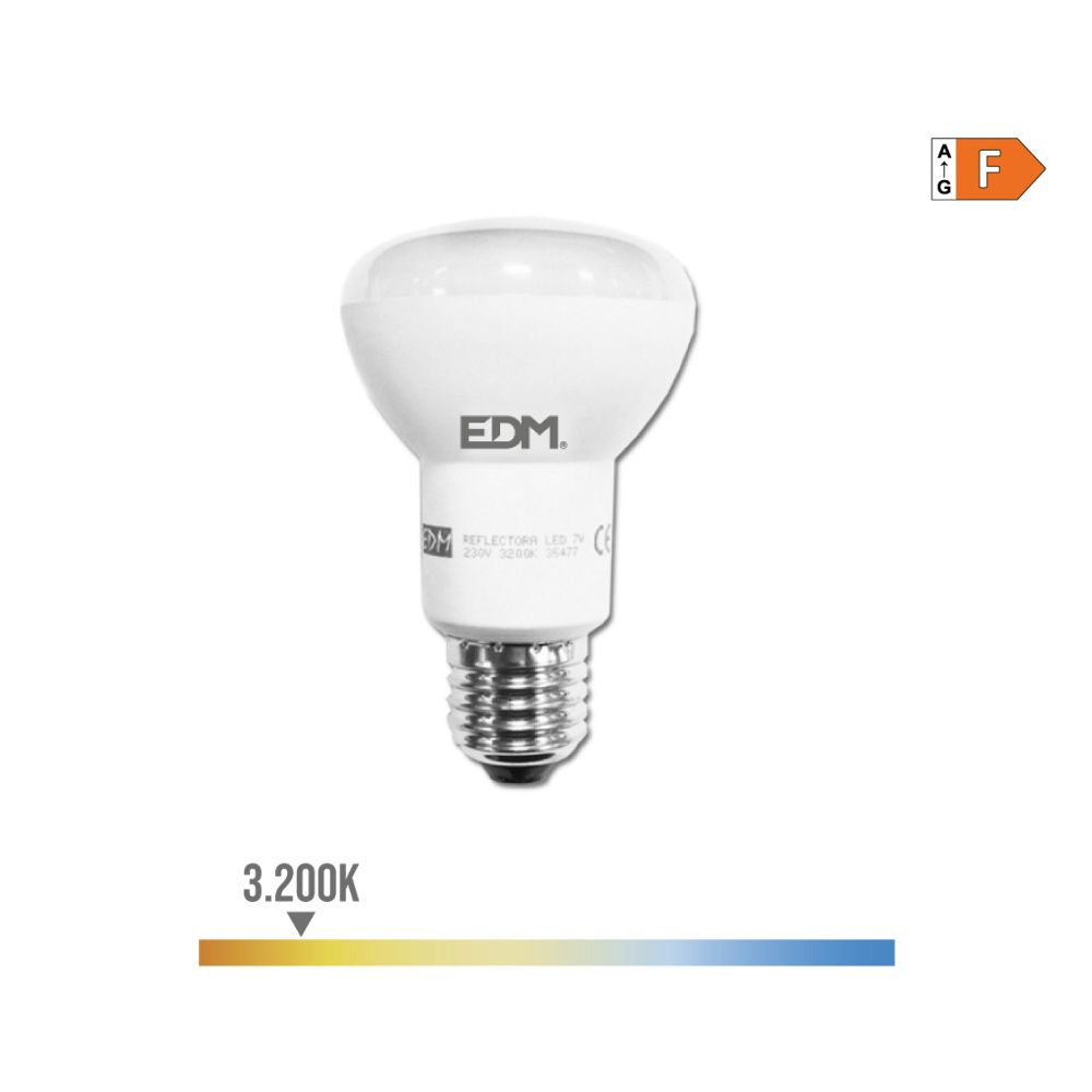 BOMBILLA REFLECTORA LED R63 E27 7 W 600 lm 3200 K LUZ CALIDA Ø6,3 x 10,2 cm