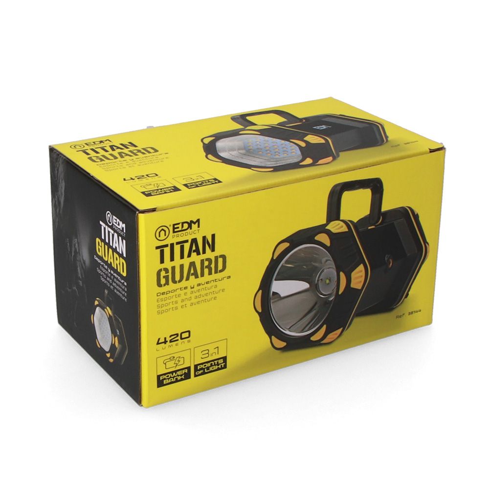 LINTERNA LED DE MANO TITAN GUARD, RECARGABLE, 3 PUNTOS DE LUZ - Imagen 8