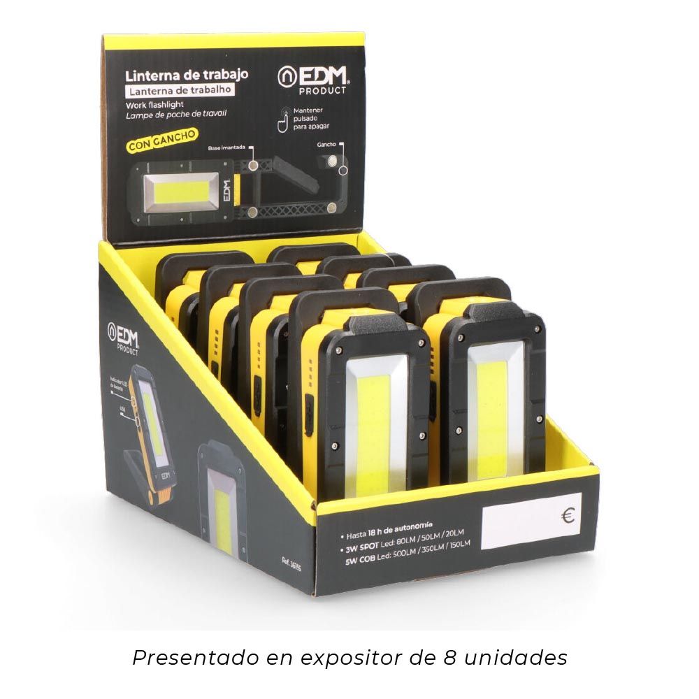 LINTERNA DE TRABAJO LED RECARGABLE CON BASE BASCULANTE - Imagen 7
