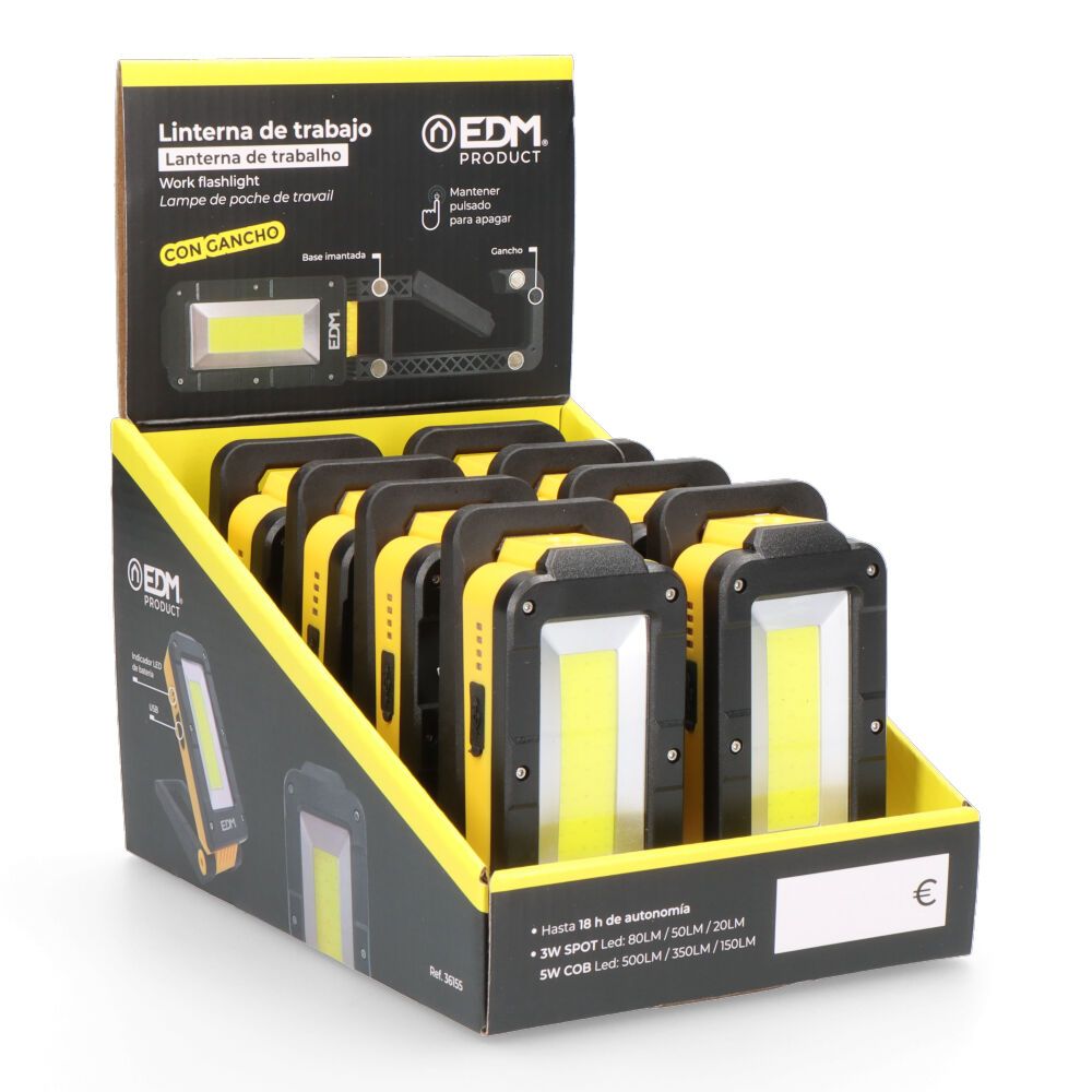 LINTERNA DE TRABAJO LED RECARGABLE CON BASE BASCULANTE - Imagen 6