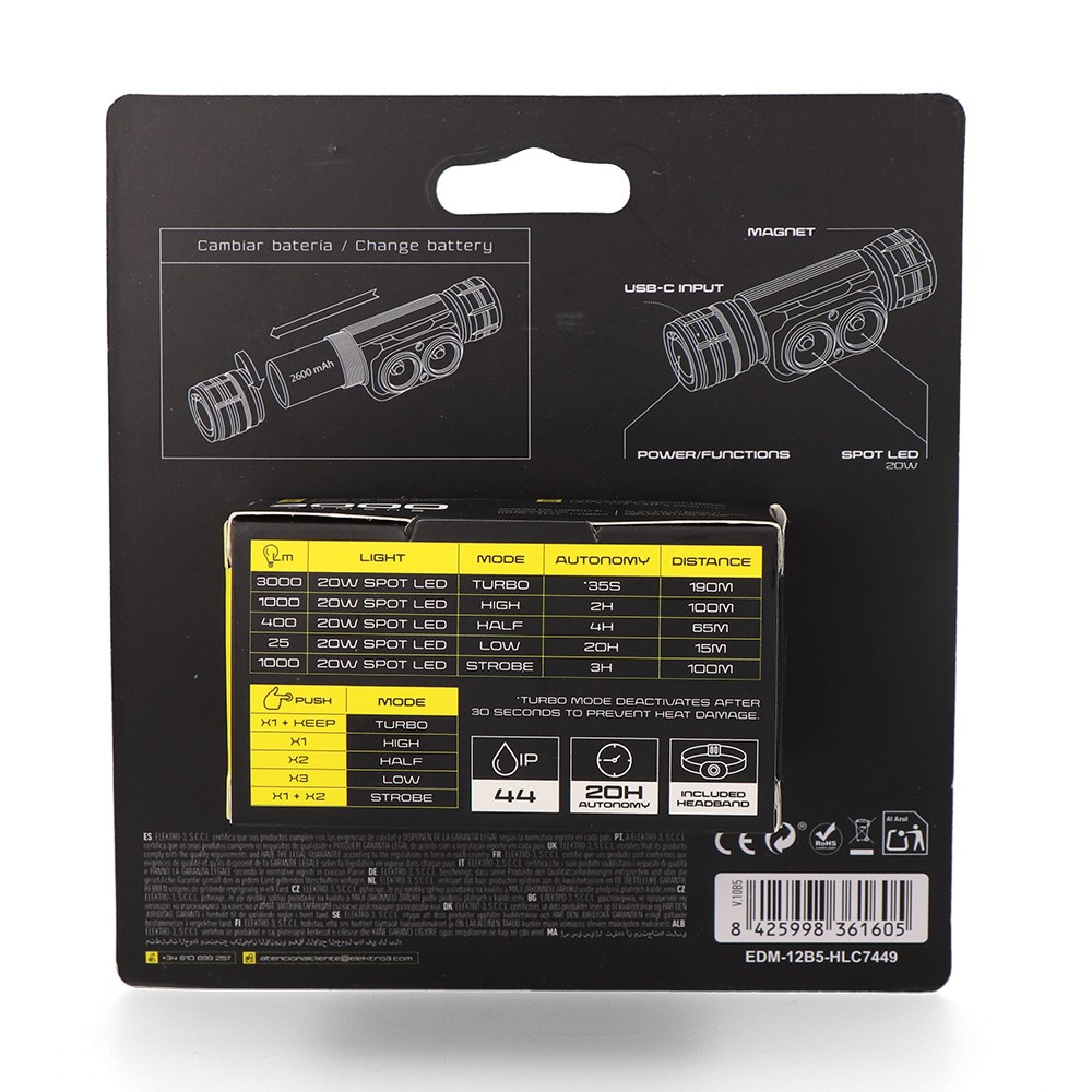 LINTERNA LED FRONTAL THUNDER TRACK 3000 lm, RECARGABLE - Imagen 8