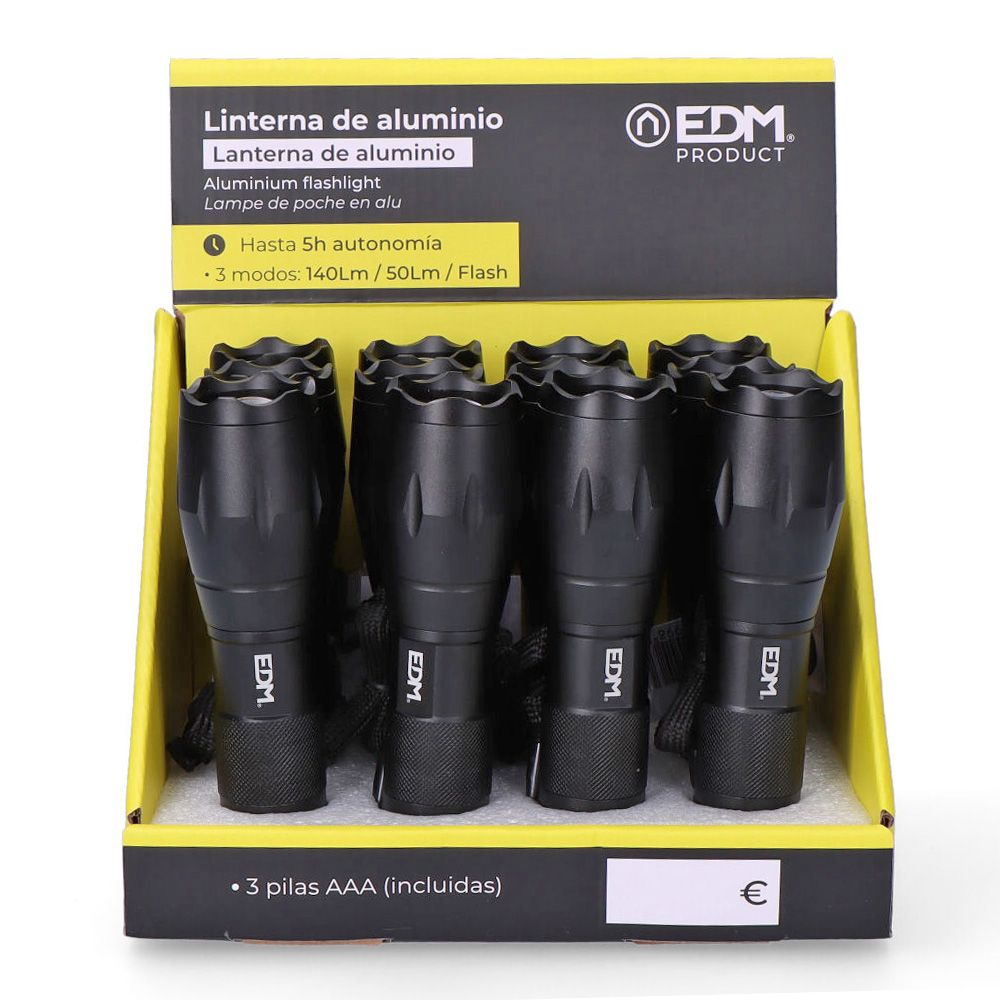 LINTERNA LED TACTICAL FORCE, ZOOM, ALUMINIO, 3 W 140 lm 3xAAA (INCLUIDAS) - Imagen 5