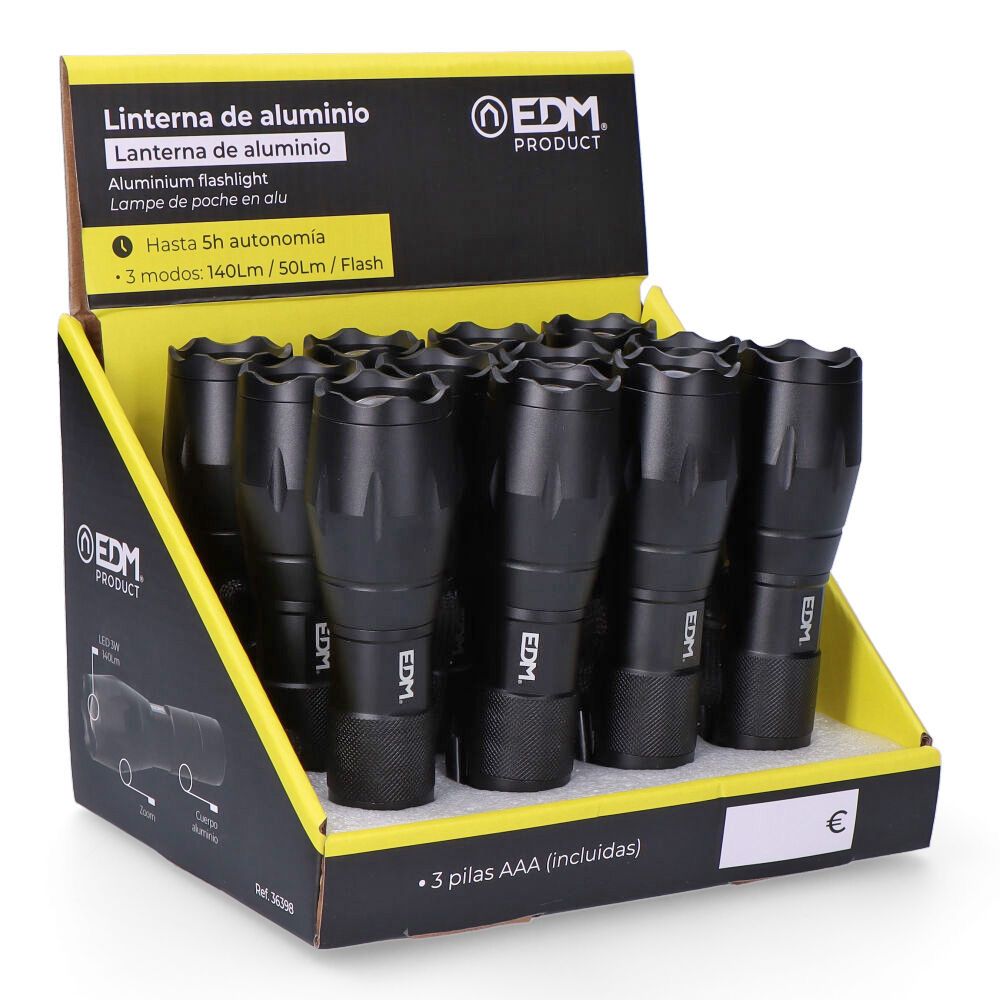 LINTERNA LED TACTICAL FORCE, ZOOM, ALUMINIO, 3 W 140 lm 3xAAA (INCLUIDAS) - Imagen 6