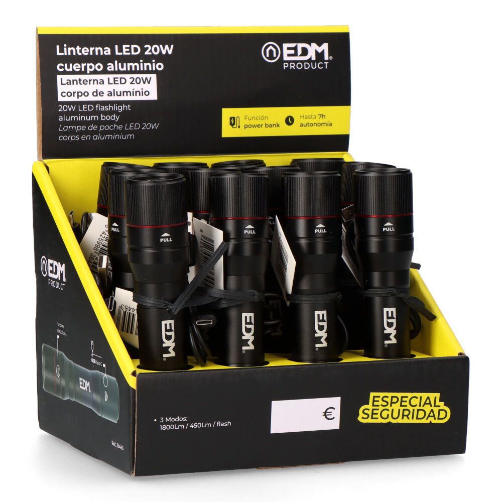 LINTERNA DE 1 LED WILD FORCE KV2, 20 W, 1800 lm, CUERPO ALUMINIO, RECARGABLE, POWER BANK - Imagen 7