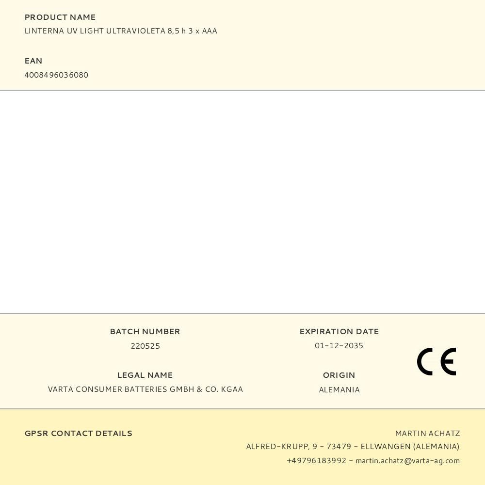 LINTERNA UV LIGHT ULTRAVIOLETA 8,5 h 3 x AAA - Imagen 2