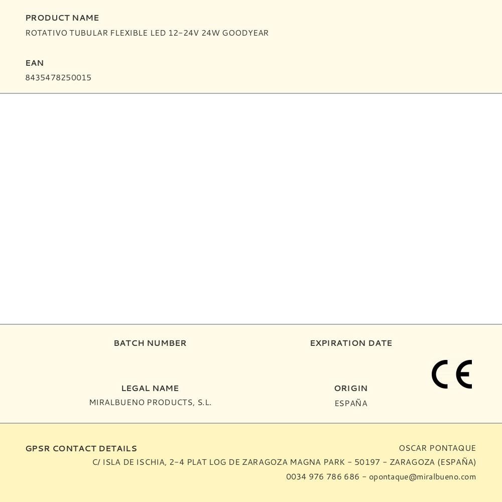 ROTATIVO TUBULAR FLEXIBLE LED 12-24V 24W GOODYEAR - Imagen 2