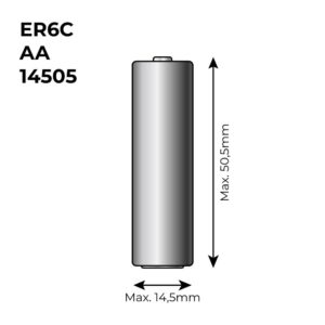 PILA DE LITIO LR07 3,6V MOD 14500C 2600 mAh Ø14,5 x 50,5 mm