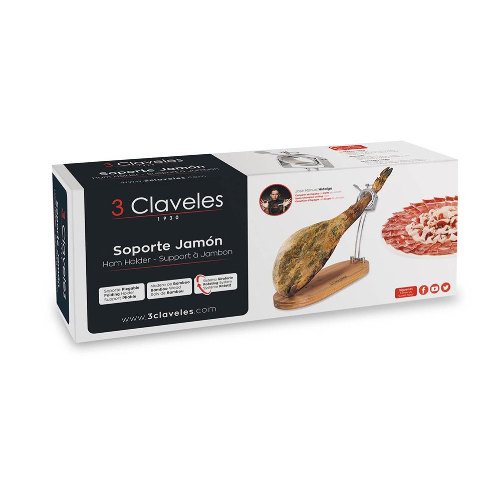 JAMONERO PLEGABLE CABEZAL GIRATORIO BASE MADERA 47 x 18,5 x 37 cm - Imagen 5