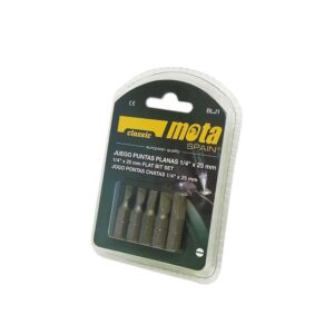 PUNTAS PLANAS VARIADAS ¼ pulg x 25 mm, JUEGO 5 PIEZAS