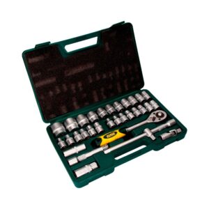 BOCALLAVES Y ACCESORIOS ½ pulg CROMO VANADIO, JUEGO 32 PIEZAS