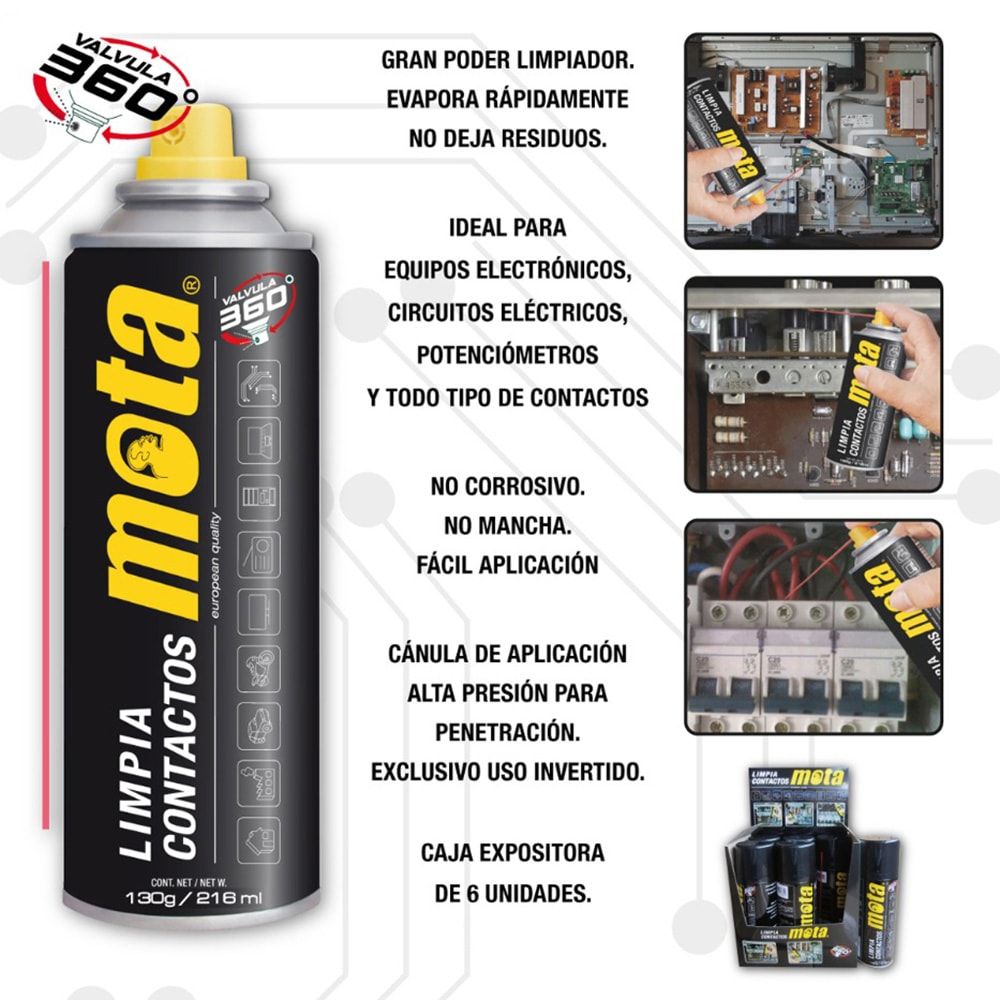 LIMPIADOR DE CONTACTOS ELECTRICOEN SPRAY 216 ml - Imagen 2