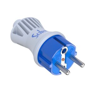 CLAVIJA BIPOLAR 16A 250V .ESPIGAS DE Ø 4,8mm.MATERIAL BLANCO. IP44. SUJETACABLES ABATIBLE 5706CKB SOLERA