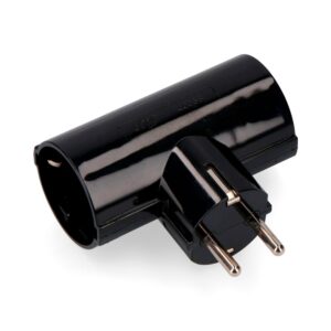 CLAVIJA 2P+T TIPO F DOBLE, NEGRA DE BAQUELITA T/TL 16A 250V (RETRACTILADA)