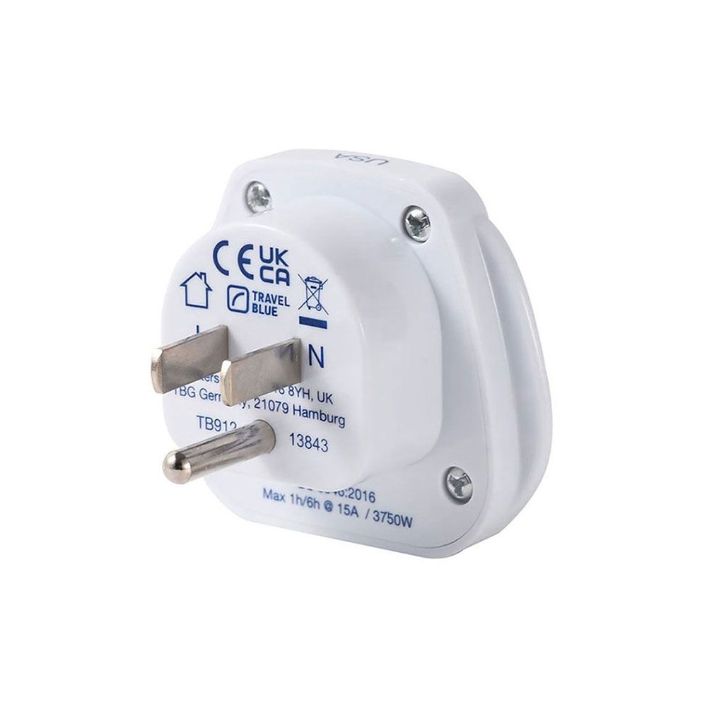 ADAPTADOR ENTRADA MULTIPLE MUNDIAL A SALIDA CLAVIJA ESTADOS UNIDOS, TB-912, TRAVEL BLUE - Imagen 2