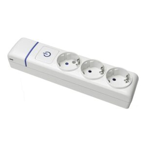 BASE MÚLTIPLE DE 3 TOMAS 2P+T, 16 A 250 V, SIN CABLE, CON INTERRUPTOR