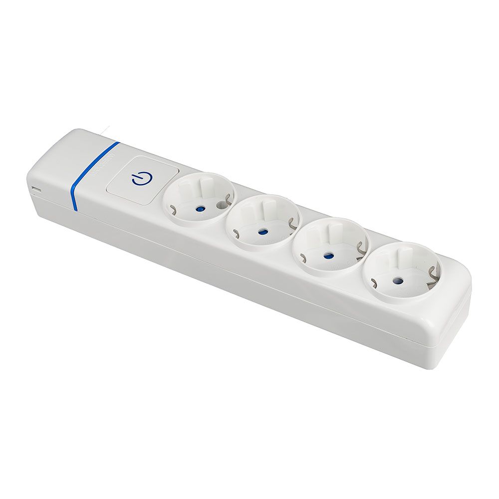 BASE MÚLTIPLE DE 4 TOMAS 2P+T, 16 A 250 V, SIN CABLE, CON INTERRUPTOR