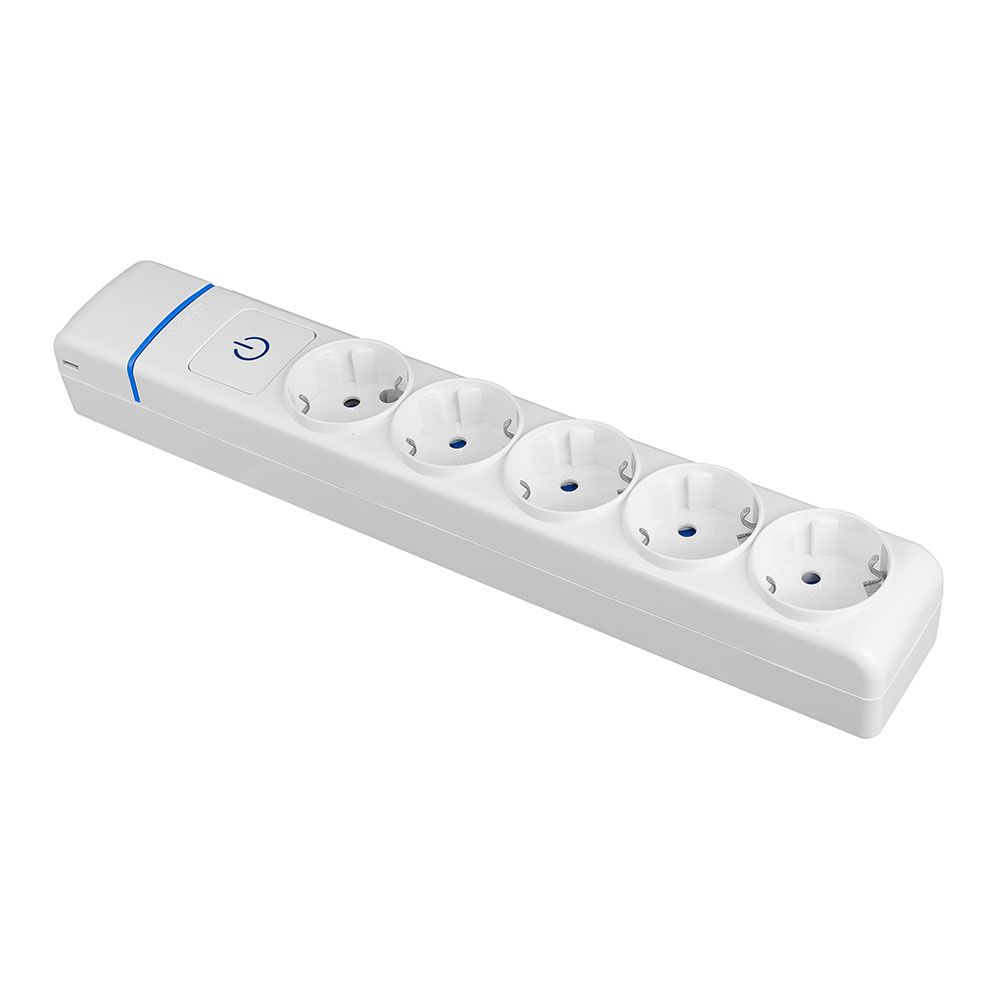 BASE MÚLTIPLE DE 5 TOMAS 2P+T, 16 A 250 V, SIN CABLE, CON INTERRUPTOR