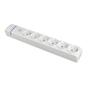 BASE MÚLTIPLE DE 6 TOMAS 2P+T, 16 A 250 V, SIN CABLE, CON INTERRUPTOR