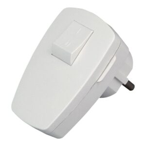 CLAVIJA 2P+T ANGULAR BLANCA CON INTERRUPTOR 3x1,5mm² 16A. KOPP