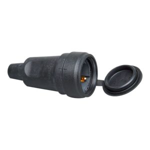 BASE AEREA 2P+T GOMA CON TAPA, 16A 230V, NEGRA. KOPP