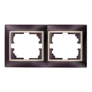 MARCO PARA 2 ELEMENTOS HORIZONTAL MARCO NEGRO Y ARO PERLA 154x81x10mm SERIE EUROPA SOLERA ERP72NU