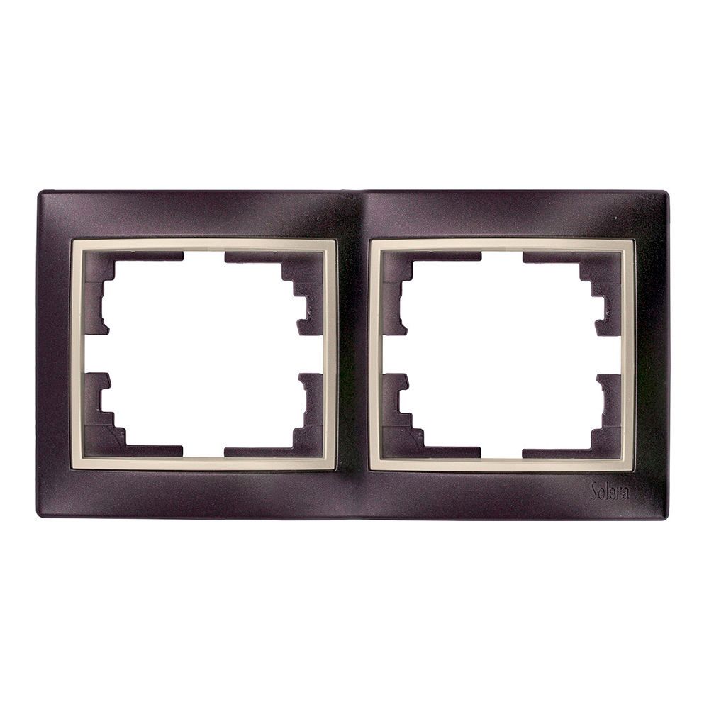MARCO PARA 2 ELEMENTOS HORIZONTAL MARCO NEGRO Y ARO PERLA 154x81x10mm SERIE EUROPA SOLERA ERP72NU