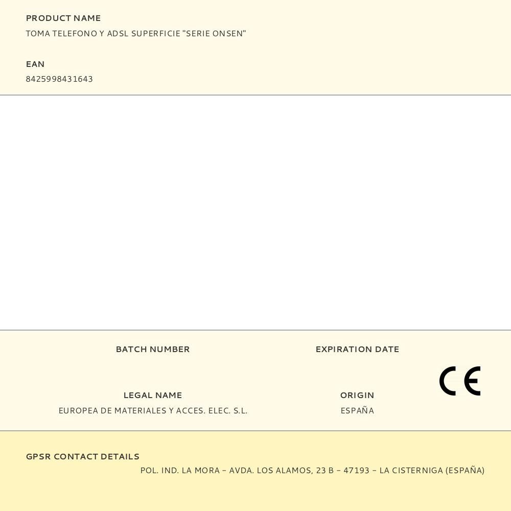 TOMA TELEFONO Y ADSL SUPERFICIE "SERIE ONSEN" - Imagen 2