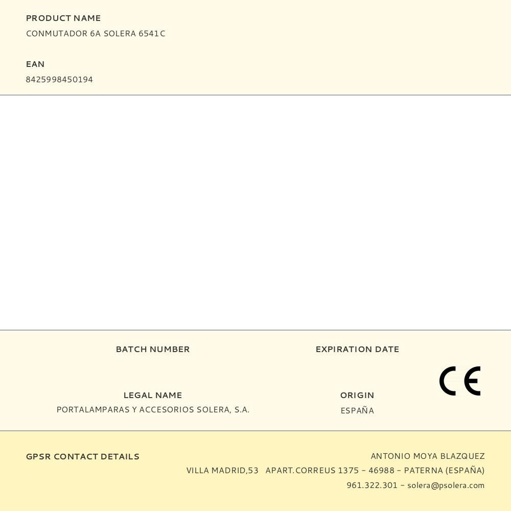 CONMUTADOR 6A SOLERA 6541C - Imagen 2