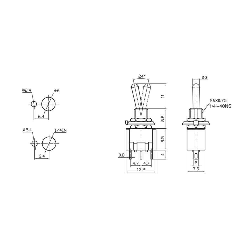 CONMUTADOR UNIPOLAR ON/ON 3A 250V - Imagen 2
