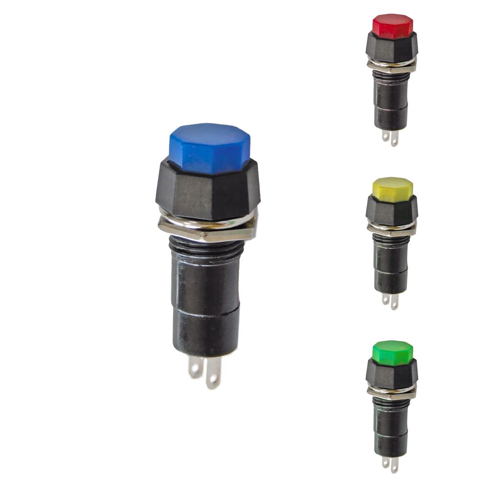 INTERRUPTOR UNIPOLAR BASE HEXAGONAL 1A 250V, COLORES SURTIDOS