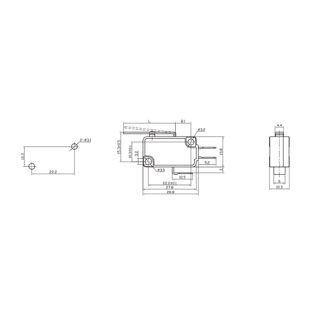 MICRO SWITCH FIN DE CARRERA ON-ON 16 A 250 V - Imagen 2