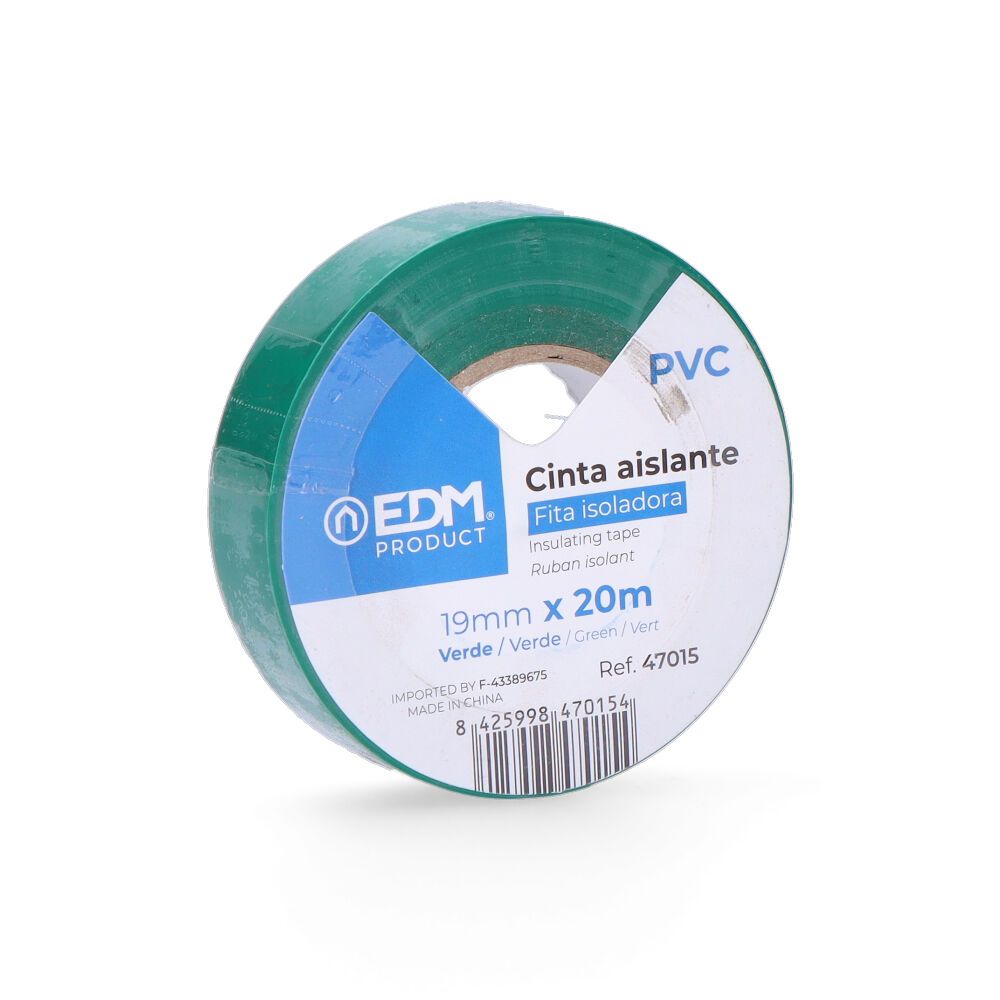 CINTA AISLANTE CALIDAD "SUPRA" VERDE 19 mm x 20 m