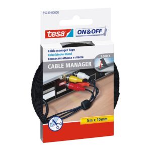 ORGANIZADOR DE CABLES CINTA DE CIERRE NEGRO 10 mm x  5 m