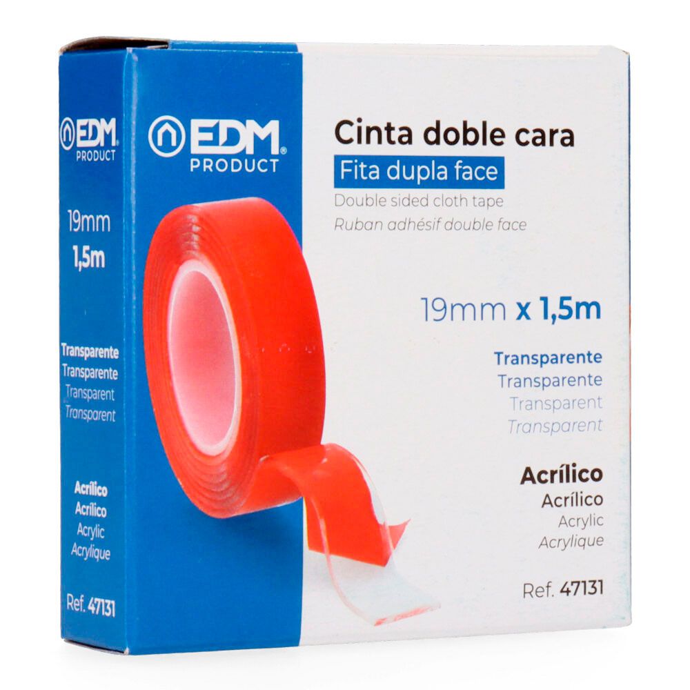 CINTA DOBLE CARA TRANSPARENTE 19 mm x 1,5 m - Imagen 2