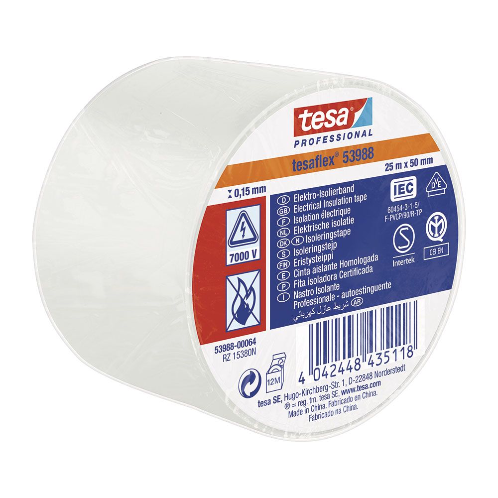 CINTA AISLANTE HOMOLOGADA BLANCA 50 mm x 25 m