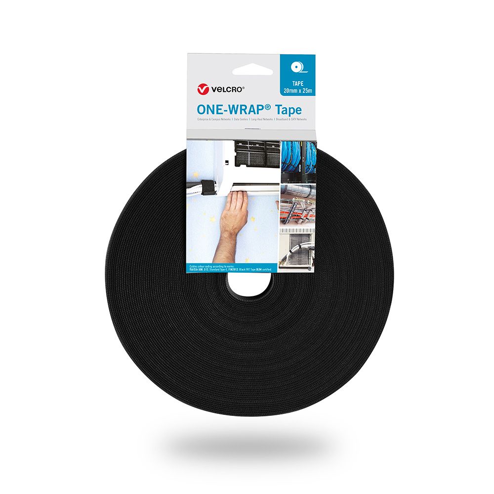 CINTA ONE-WRAP, 20 mm x 25m, NEGRA