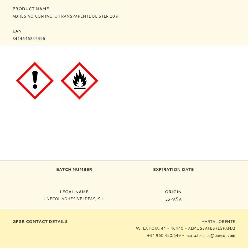 ADHESIVO CONTACTO TRANSPARENTE BLISTER 20 ml - Imagen 2