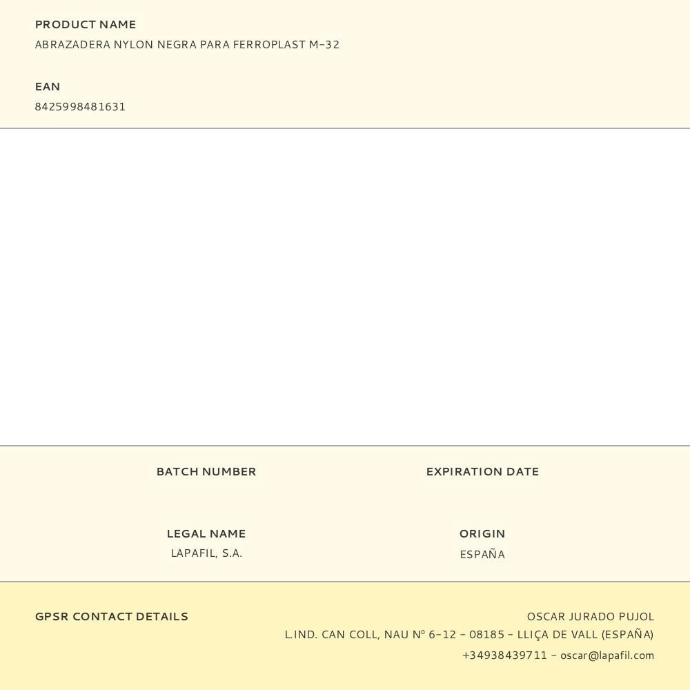 ABRAZADERA NYLON NEGRA PARA FERROPLAST M-32 - Imagen 2
