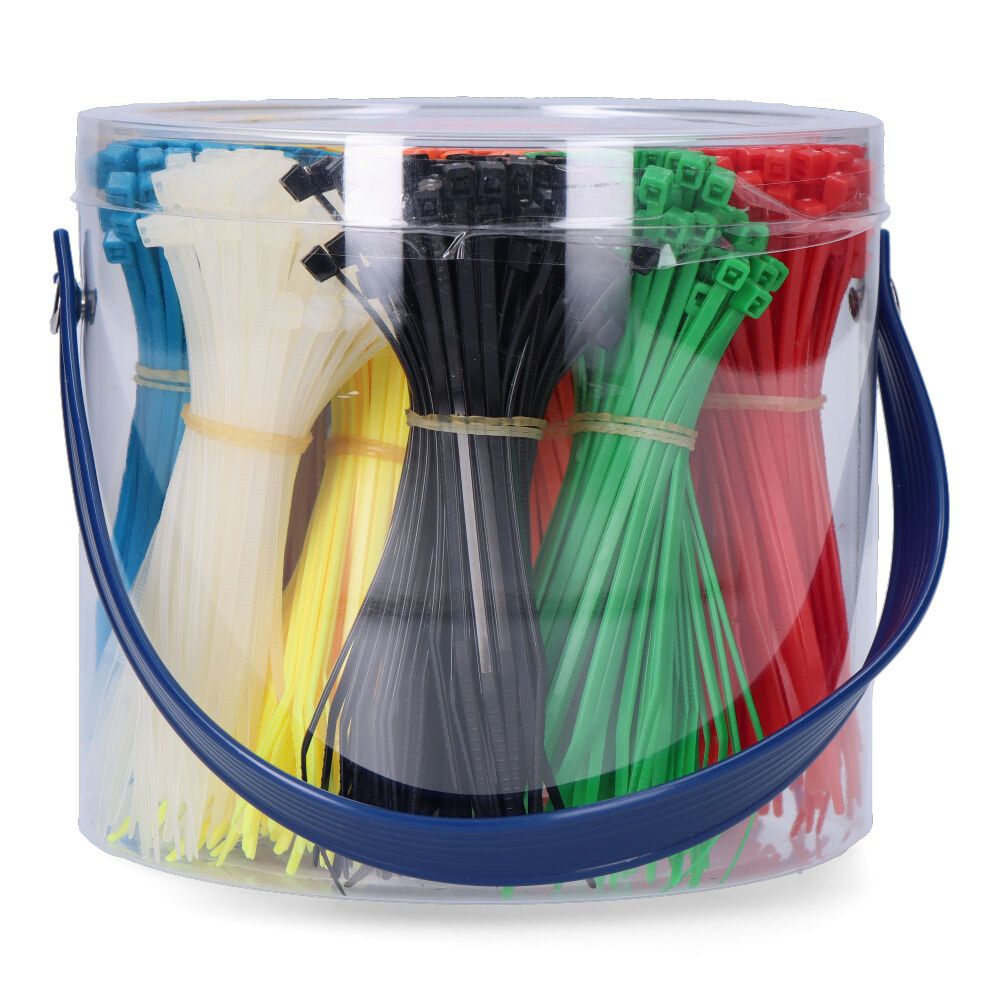SET DE 1000 BRIDAS 100 x 2,5 mm, COLORES VARIOS, PRESENTACION EN BOTE, NYLON ALTA CALIDAD - Imagen 2