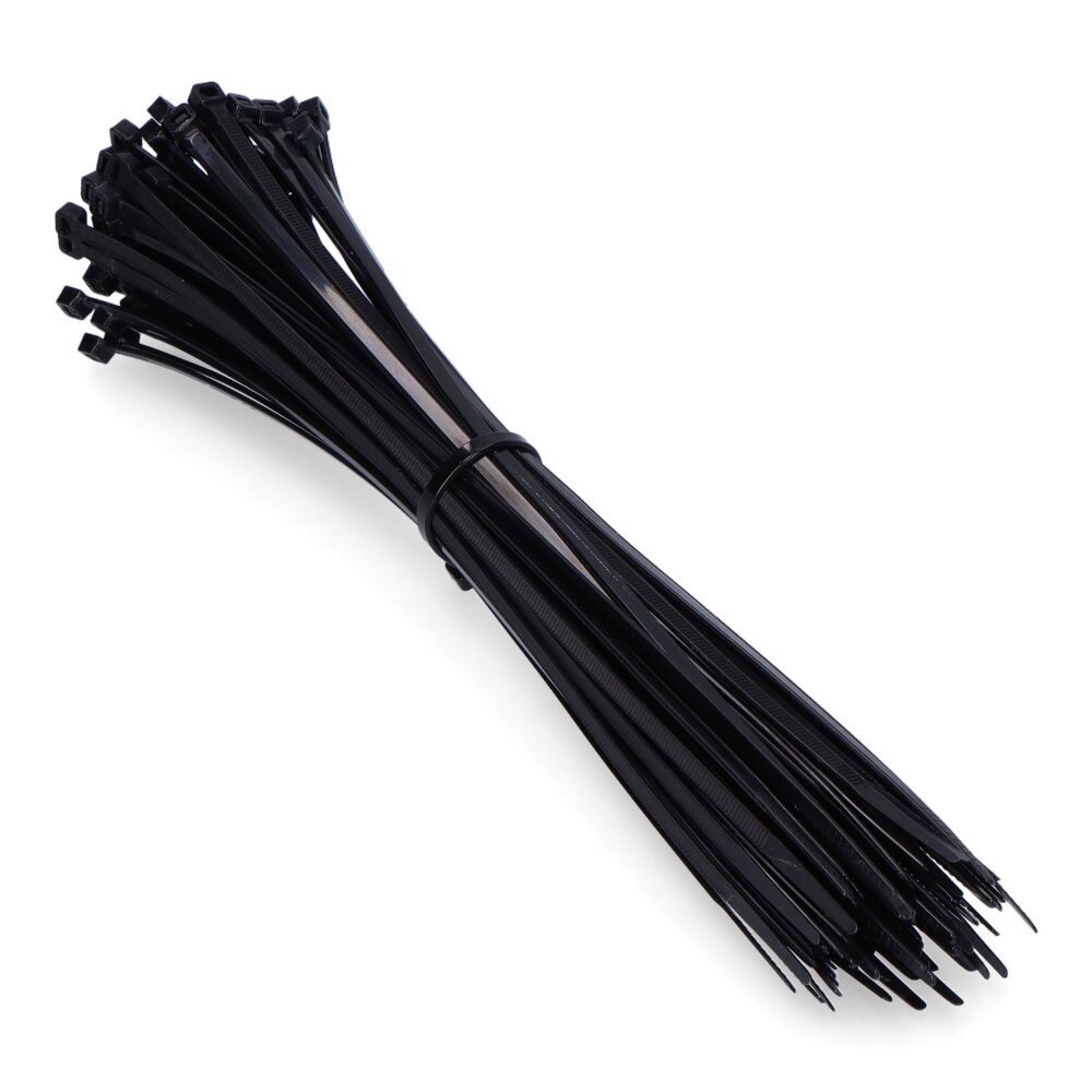 BRIDAS NEGRAS 7.6 x 300 mm NYLON ALTA CALIDAD (BOLSA 100 unid.)