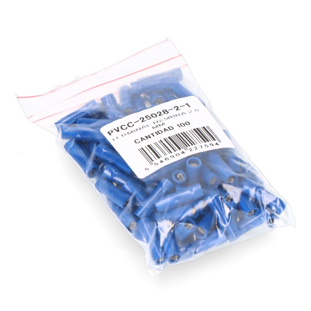 TERMINAL AISLADO AZUL HEMBRA FASTON 2,8 mm, BOLSA 100 uds - Imagen 3