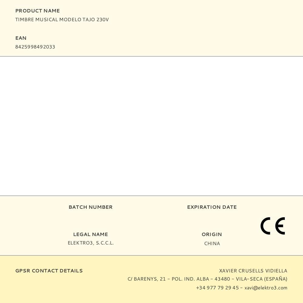 TIMBRE MUSICAL MODELO TAJO 230V - Imagen 4
